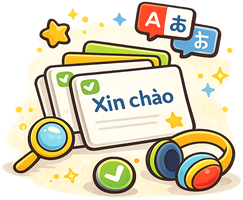 Illustration of Vietnamese flash cards