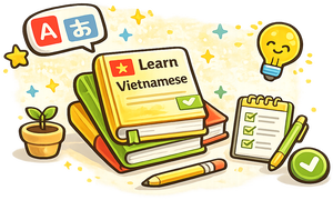 Illustration of Vietnamese learning books